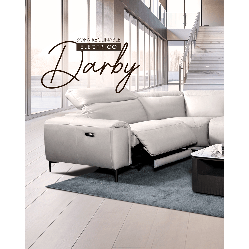 Sofa Seccional Reclinable Electrico Darby Gris Claro Tempo Desing Tempo Design